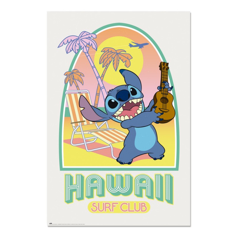 Póster Stitch Hawaii Club Surf