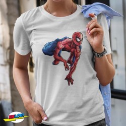 Camiseta chica Spiderman agachado