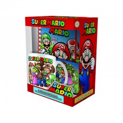 Set de regalo Taza, Cuaderno, Llavero y Posavasos Super Mario