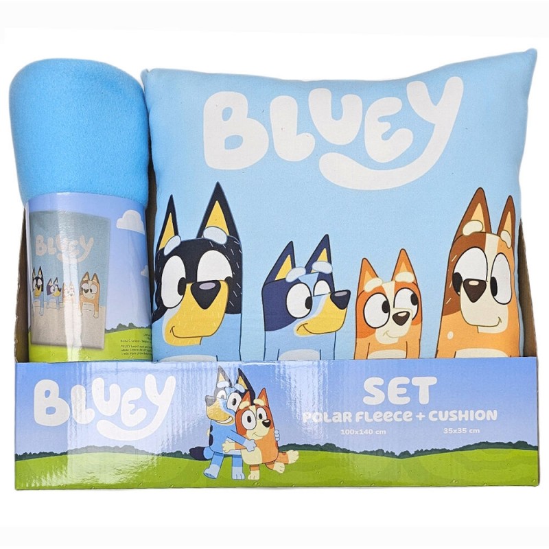 Set manta polar y cojín Bluey