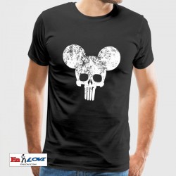 Punisher Mickey camiseta negra para hombre