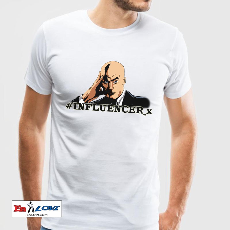 Camiseta influencer x manga corta color blanco