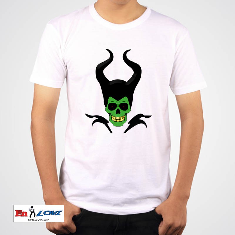 Camiseta calavera malefica para niños manga corta color blanco