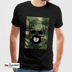 Camiseta calavera militar hombre manga corta color negro