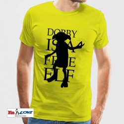 Camiseta Dobby is a free elf para hombre manga corta color amarillo