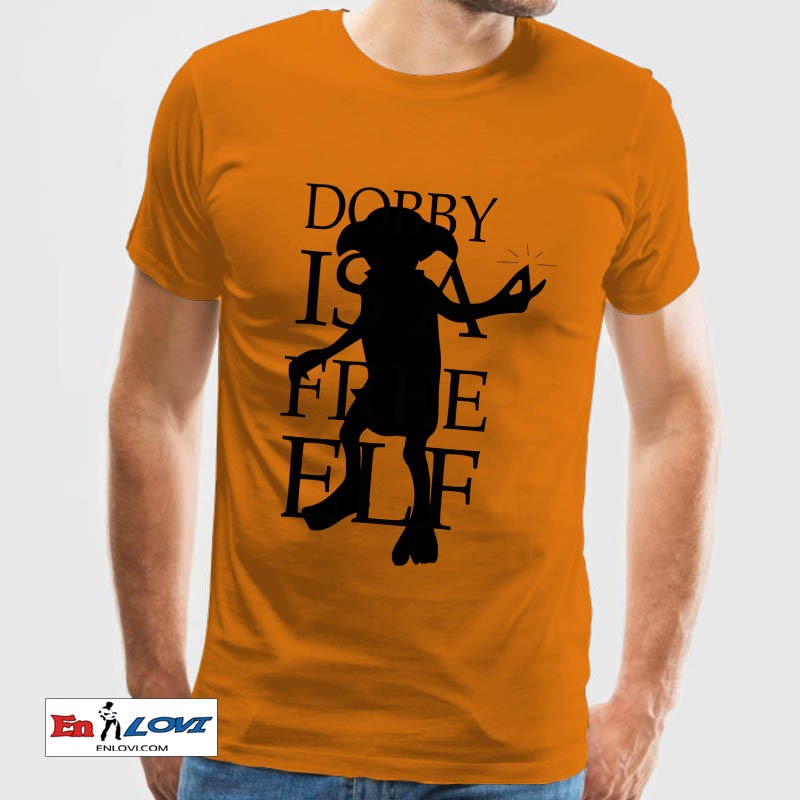 Camiseta Dobby is a free elf para hombre manga corta color naranja