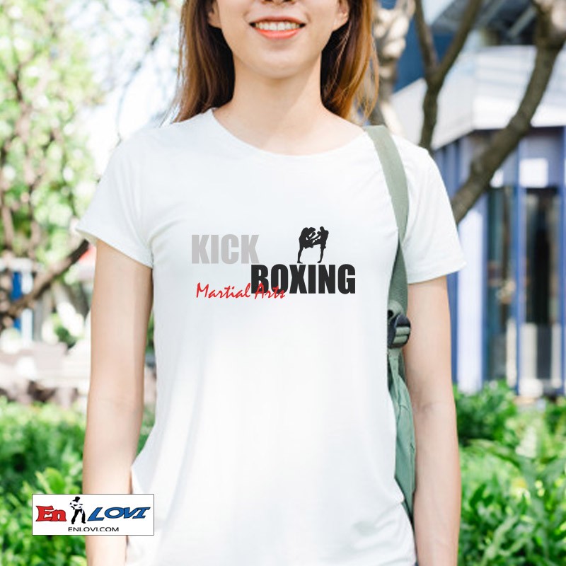 Camiseta KICK BOXING martial arts para mujer color blanco