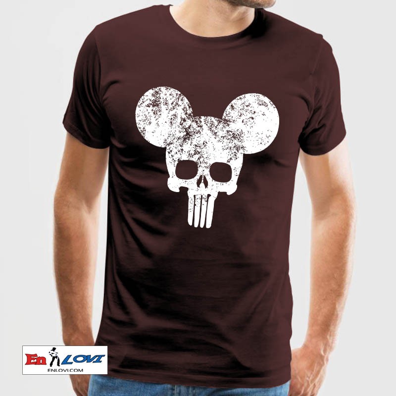 Punisher Mickey camiseta marron para hombre