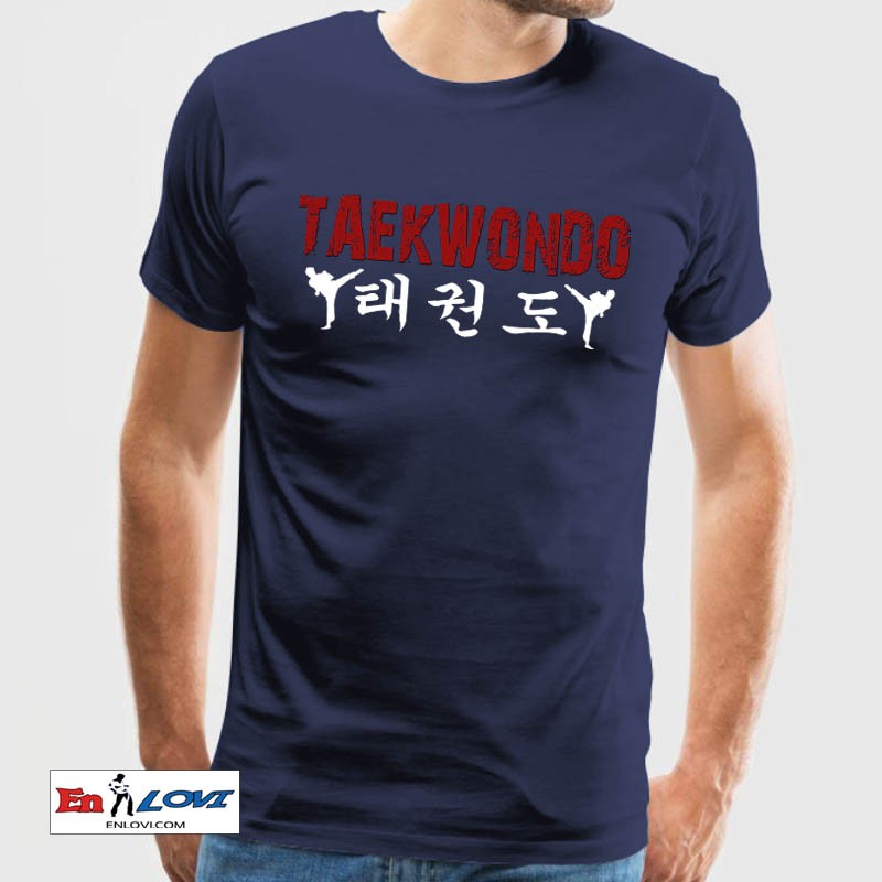 Camiseta Taekwondo para hombre conlor azul denim