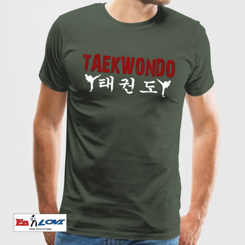 Camiseta Taekwondo para hombre conlor verde militar