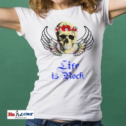 Camiseta de mujer calavera life is rock