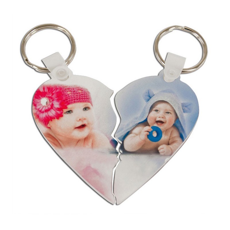 Llavero doble corazon partido personalizable