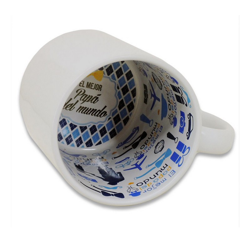 Taza blanca personalizable con interior impreso "Papá"01